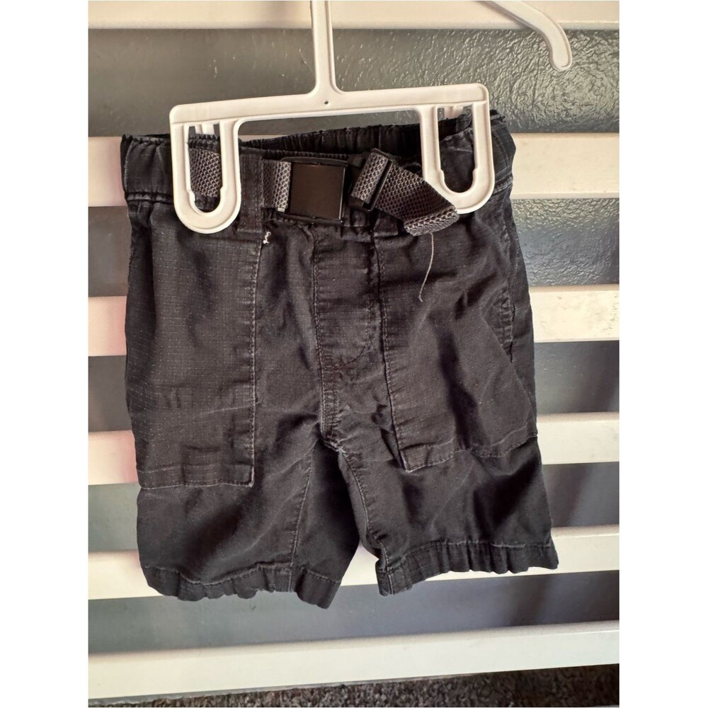 wonder nation Black Toddler Cargo Shorts with Webbing Belt